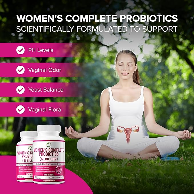 Probiotics for Women 60 Capsules | 50 Billion CFU Scientifically Formulated Multi Strain Probiotic Blend | Organic Supplements with Prebiotics for Womens Health (Women's Complete Probiotics)