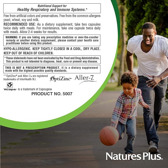 Natures Plus Advanced Therapeutics Aller-7 Rx-Respiration - 60 Vegetarian Capsules - Supports Respiratory Wellness - Gluten-Free - 30 Servings