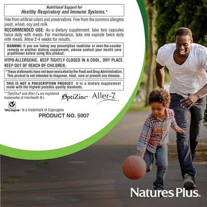 Natures Plus Advanced Therapeutics Aller-7 Rx-Respiration - 60 Vegetarian Capsules - Supports Respiratory Wellness - Gluten-Free - 30 Servings