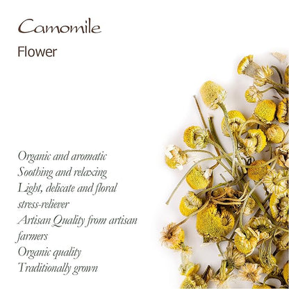 Chamomile Flowers Organic Herbal Tea - Soothing and Relaxing - Wild Matricaria Chamomile - Cammomile Chamomile Flowers Chanomille Chanile Chamoline Flowers Organic Camomile Flower Chammomile