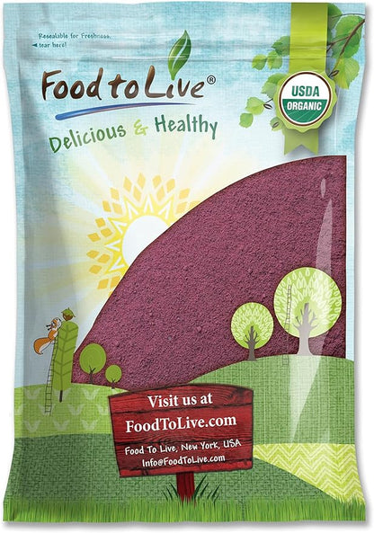 Food to Live Organic Black Elderberry Powder, 8 Pounds – Non-GMO, Made from Raw Dried Berries, Unsulfured, Vegan, Bulk, Great for Baking, Smoothies, Yogurts, No Sulphites, Contains Maltodextrin