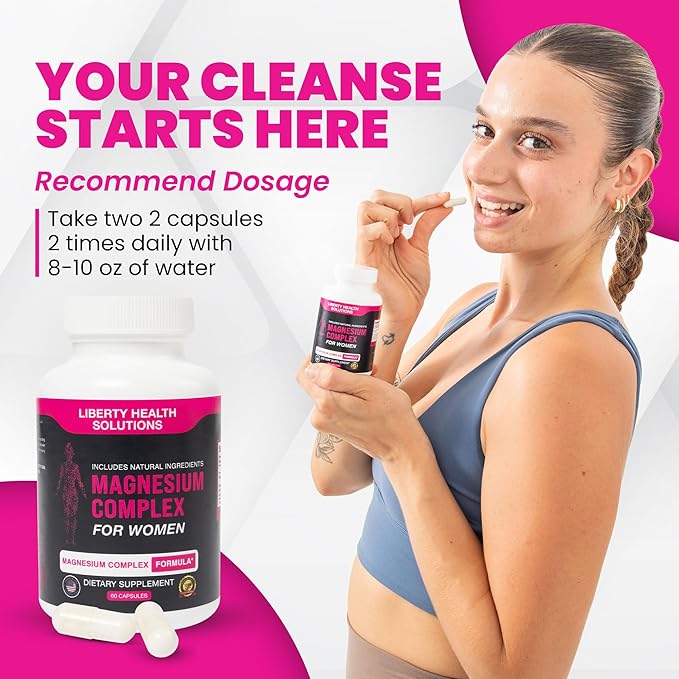 Magnesium Complex for Women with All Natural Ingredients - Natural Support for Digestive Comfort and Regularity - 60 Capsules