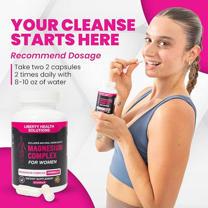 Magnesium Complex for Women with All Natural Ingredients - Natural Support for Digestive Comfort and Regularity - 60 Capsules
