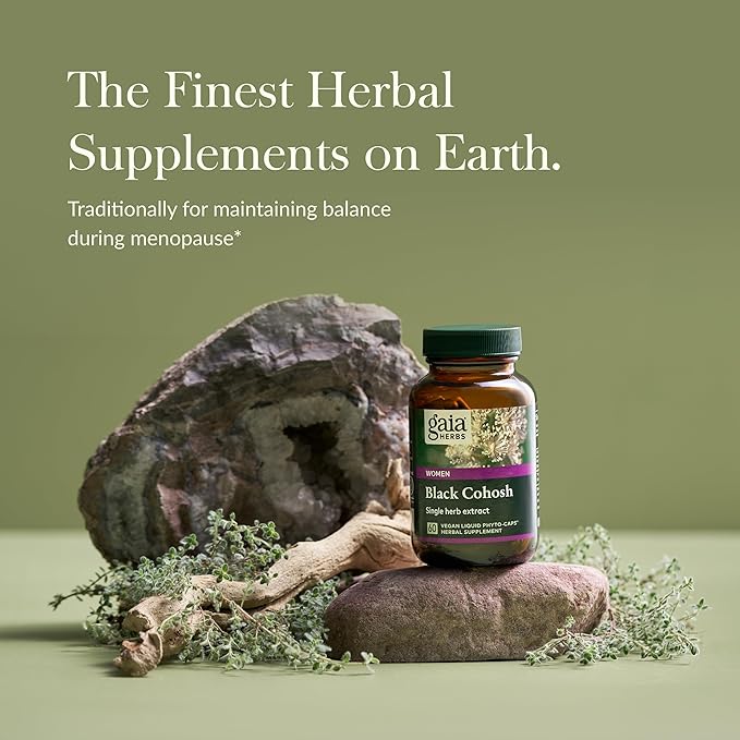 Gaia Herbs Black Cohosh - Menopause Support Supplement to Help Maintain Hormone Balance and Health for Women - with Organic Black Cohosh - 60 Vegan Liquid Phyto-Capsules (30-Day Supply)