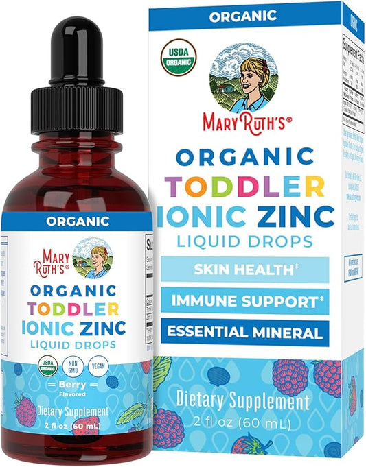 MaryRuth Organics USDA Toddler Liquid Drops | Zinc Sulfate | Immune Support Supplement| Skin Health | Vegan | Formulated for Ages 1-3 | Delicious Berry Flavor | 1 Month Supply | 2 Fl Oz