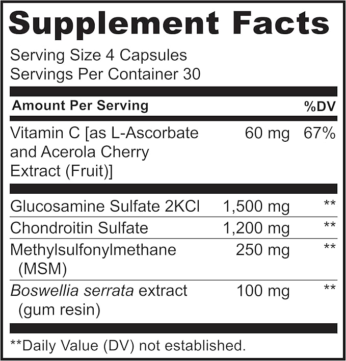 NATURELO Glucosamine Chondroitin MSM with Boswellia and Vitamin C - Supplement for Joint Comfort, Mobility, and Strength - 120 Capsules (Pack of 2)