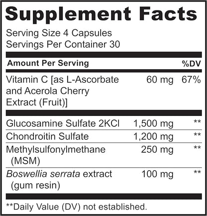 NATURELO Glucosamine Chondroitin MSM with Boswellia and Vitamin C - Supplement for Joint Comfort, Mobility, and Strength - 120 Capsules (Pack of 2)