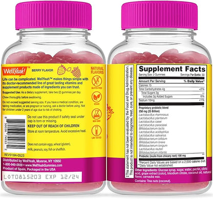 (2 Pack 25 Billion Probiotics + Prebiotics for Men and Women Gummies - Digestive Support, Gut Health, Immune Support Gummy - Probiotics for Digestive Health with 12 Strains - 60 Gummies