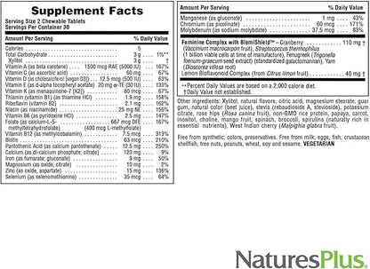 Natures Plus Source of Life Power Teen for Her, Natural Berry - 60 Chewable Tablets, Pack of 2 - High Potency Multivitamin - Sugar Free, Vegan - 60 Total Servings