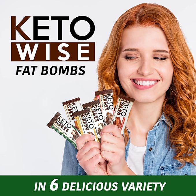 Keto Wise Fat Bombs - Made with Chocolate containing MCT Oil - Low Fat, Low Carb and Keto Friendly Snack - 7g Fat, 2g Net Carbs | Peanut Caramel Nougat, Pack of 16