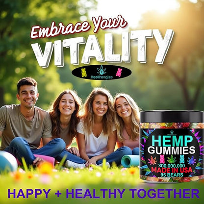 Hemp Gummies Sleep Relaxation Edibles-Natural Fruity Flavors Gummy Bears for Bedtime-Advanced Hemp Oil Infused-Made in USA