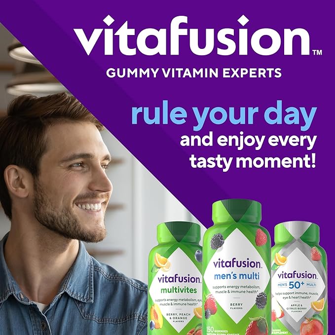 Vitafusion Adult Gummy Vitamins for Men, Berry Flavored Daily Multivitamins for Men with Vitamins A, C, D, E, B6 and B12, America’s Number 1 Gummy Vitamin Brand, 60 Day Supply, 120 Count