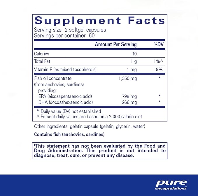 Pure Encapsulations EPA Ultimate - Eco-Friendly Supercritical CO2 Extracted EPA Fish Oil Concentrate - 120 Softgel Capsules