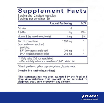 Pure Encapsulations EPA Ultimate - Eco-Friendly Supercritical CO2 Extracted EPA Fish Oil Concentrate - 120 Softgel Capsules