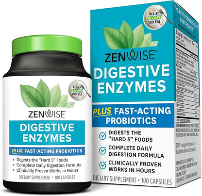 Zenwise Health Digestive Enzymes and Bromelain for Gut Health - Probiotic Multi Enzymes with Prebiotics and Probiotics for Women and Men for Digestive Health and Bloating Relief for Digestion - 100 CT