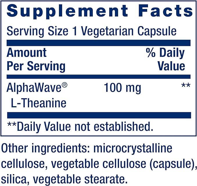 Life Extension L-Theanine, 100 mg, 60 Vegetarian Capsules — Supports a Calming & Mood Enhancing Effect, Amino Acid Derived From Tea - Gluten-Free, Non-GMO