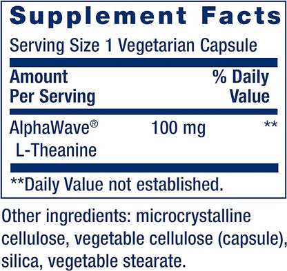 Life Extension L-Theanine, 100 mg, 60 Vegetarian Capsules — Supports a Calming & Mood Enhancing Effect, Amino Acid Derived From Tea - Gluten-Free, Non-GMO