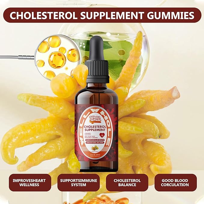 Cholesterol Support Liquid Drops | Plant Sterols & Red Yeast Rice Tincture | Bergamot & Guggul Extract | Heart Health Formula with Enhanced Absorption | Vegan, Non-GMO, 2 Fl Oz