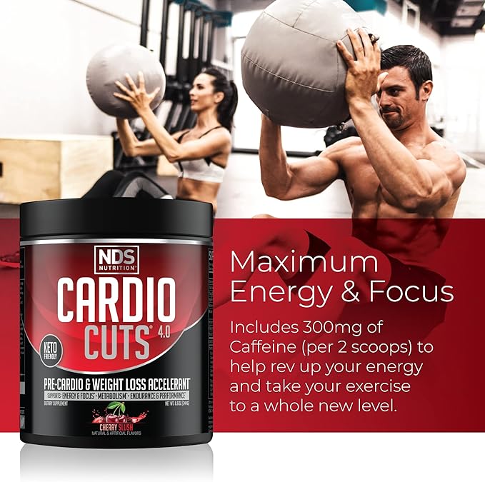 NDS Nutrition 4.0 Pre Workout Supplement - Advanced Weight Loss and Pre Cardio Formula with L-Carnitine, CLA, MCTs, L-Glutamine, and Safflower Oil - Cherry Slush (40 Servings)