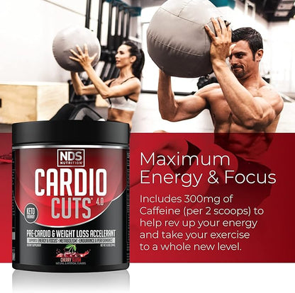 NDS Nutrition 4.0 Pre Workout Supplement - Advanced Weight Loss and Pre Cardio Formula with L-Carnitine, CLA, MCTs, L-Glutamine, and Safflower Oil - Cherry Slush (40 Servings)