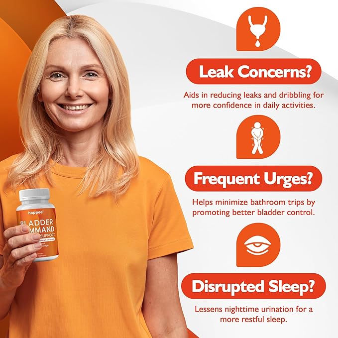 Bladder Control Supplement for Women & Men - 120 Capsules with Pumpkin Seed Extract, Soy Germ Extract, Saw Palmetto & Cranberry | 4-in-1 Active Bladder Support for Urinary Frequency, Leaks & Urgency