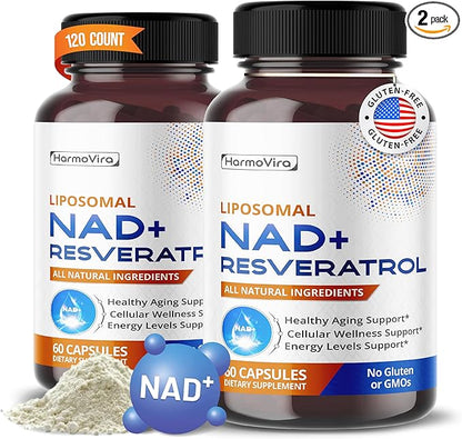 NAD+ RESVERATROL Quercetin Fisetin Black Pepper - Healthy Aging Support, Energy Levels Support - 120-day Supply - Made in The USA