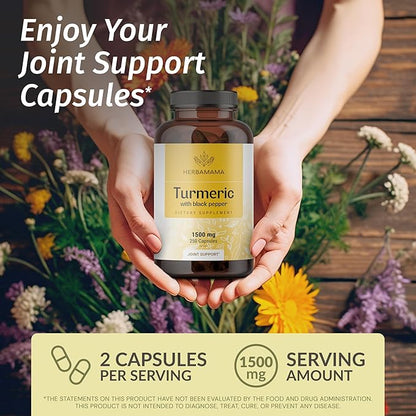 HERBAMAMA Sage and Turmeric Kit - Bundle of 1000 mg Sage Leaf & Turmeric Curcumin Capsules - Vegan, Non-GMO, Gelatin-Free - 2 Pack