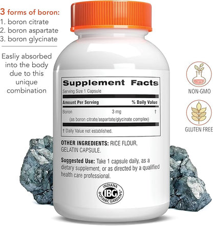 Botanic Choice Super Boron Complex (3mg) - Promotes Bone & Prostate Health by Metabolizing Calcium & Magnesium - 3 Forms of Boron for Men & Women - 2 Pack