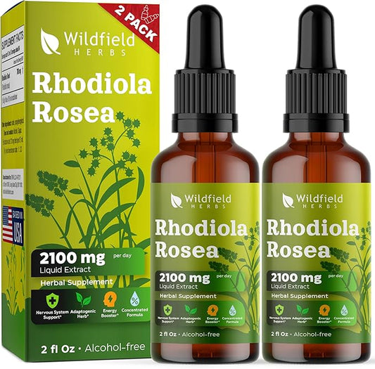 4 oz Rhodiola Rosea Supplement Rhodiola Rosea Root Tincture Drops 2100mg (Rhodiola rosea L.) Rhodiola Extract Absorbs Better Than Capsules, 2 Month Supply, 84 Servings, Alcohol-Free - 2 Oz, Pack of 2