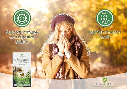 Oreganic Plus Mastic - Oregano Essential Oil Capsules & Chios Mastic Gum Oil - Wild Oregano Oil Capsules Organic - Immune Booster and Intestinal Support - Non-GMO - 30 Count Blister
