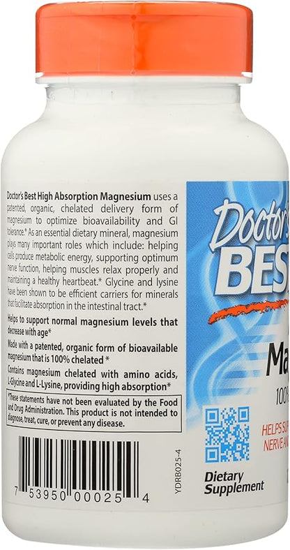 Doctor's Best Mineral Magnesium, Non-GMO, Vegan, 120 Tablet (Pack of 1)