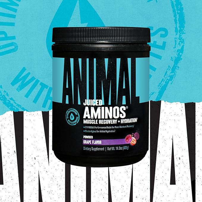 Animal Juiced Amino Acids - BCAA Powder EAA Matrix Plus Hydration with Electrolytes and Sea Salt Anytime Recovery and Improved Performance, Grape Flavor, 30 Servings
