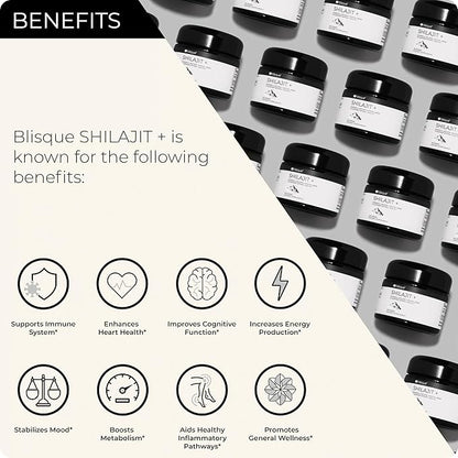 Blisque – Pure Himalayan Organic Shilajit Resin Supplement | Authentic and Natural | Golden Grade A | Contains Fulvic Acid and Trace Minerals | 30 Grams