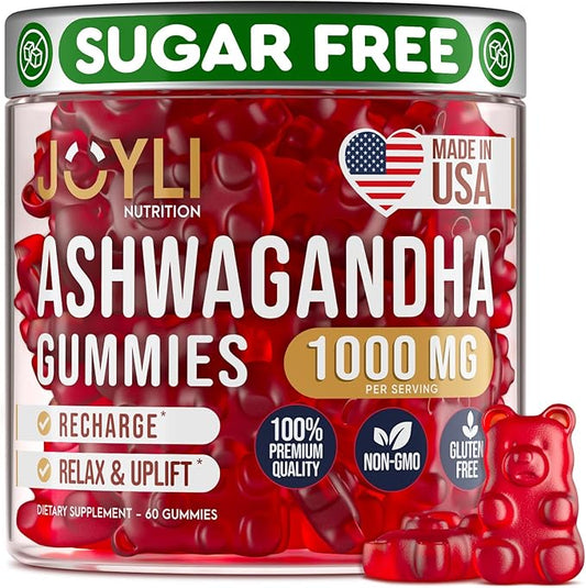 Ashwagandha Gummies for Women & Men - Natural Calm Gummies with Ashwagandha Root Extract Vitamin C Zinc - Ashwagandha Herbal Supplement for Sleep Stress Balance - 60 Vegan Sugar Free Chews