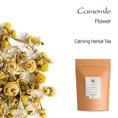 Chamomile Flowers Organic Herbal Tea - Soothing and Relaxing - Wild Matricaria Chamomile - Cammomile Chamomile Flowers Chanomille Chanile Chamoline Flowers Organic Camomile Flower Chammomile