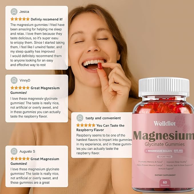 Magnesium Glycinate Gummies – High Absorption Magnesium for Adults – Vegan & Gluten-Free – 60 Count – with Essential Nutrients & Botanicals