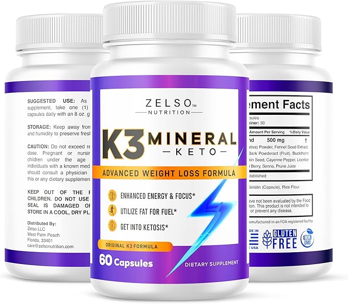 (3 Pack) K3 Mineral Weight Loss Pills for Women and Men, K3 Mineral Pills - K3 Salt Mineral, Vitamin + K3 Capsules Supplement for Keto Weight Loss - 3 Months Supply