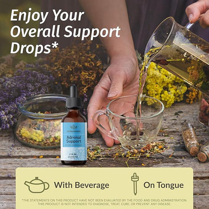 HERBAMAMA Herbal Liquid Drops Kit - Bundle of Nerve Support & Adrenal Support Liquid Complex Drops 2 fl oz - Vegan, Non-GMO, Sugar & Alcohol-Free - 2 Pack