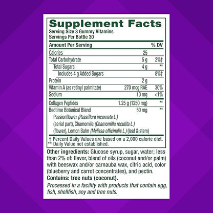 Vitafusion Nighttime Skin Support (1), Beauty Supplement with Retinol (Vitamin A RAE), Collagen & Bedtime Botanicals, BlackBerry Lavender Flavor, 90 Count