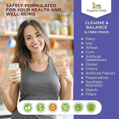 Organic Veda BeUslim Daily Greens Cleanse Balance with Ashwagandha, Spirulina - Super Greens Dietary Supplement - Promotes Digestion - 5gx30 Sachets