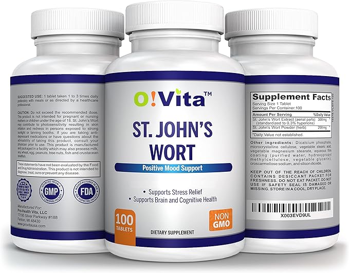St. John's Wort 500mg (Tablets), Herbal Formulation, Vegan, Non-GMO, Up to 100 Days of Supply