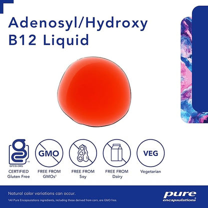 Pure Encapsulations Adenosyl/Hydroxy B12 Liquid 30 mL - Supports Energy Metabolism & Neurological Health* - for Brain Support* - Gluten Free - Vegan - 1 Fl Oz