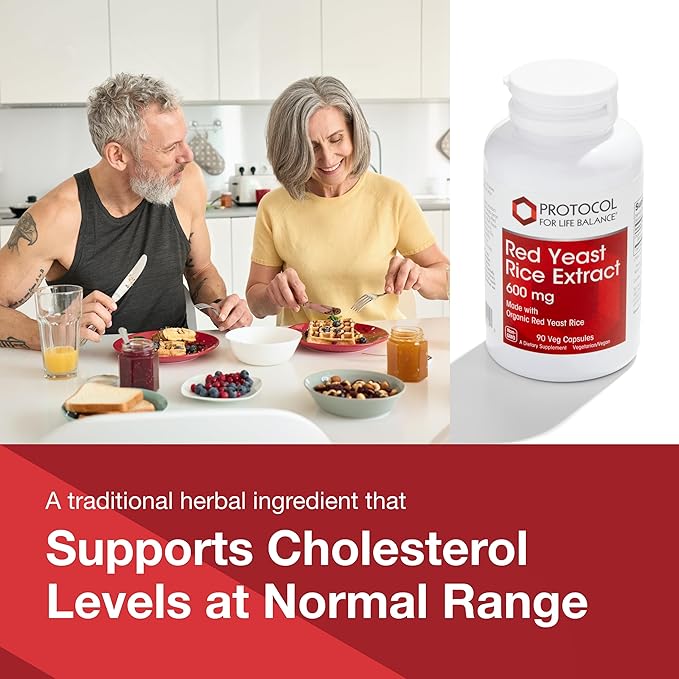 PROTOCOL FOR LIFE BALANCE Red Yeast Rice 600 mg - Made with Organic Red Yeast Rice - Dairy Free & Egg Free - 90 Veg Capsules