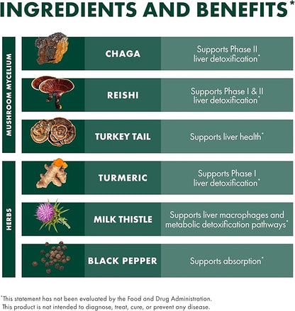 Host Defense MycoBotanicals Liver* Capsules - Liver Health Supplement with Milk Thistle & Turmeric Root - Mushroom Supplement with Turkey Tail, Reishi & Chaga - 60 Capsules (30 Servings)*