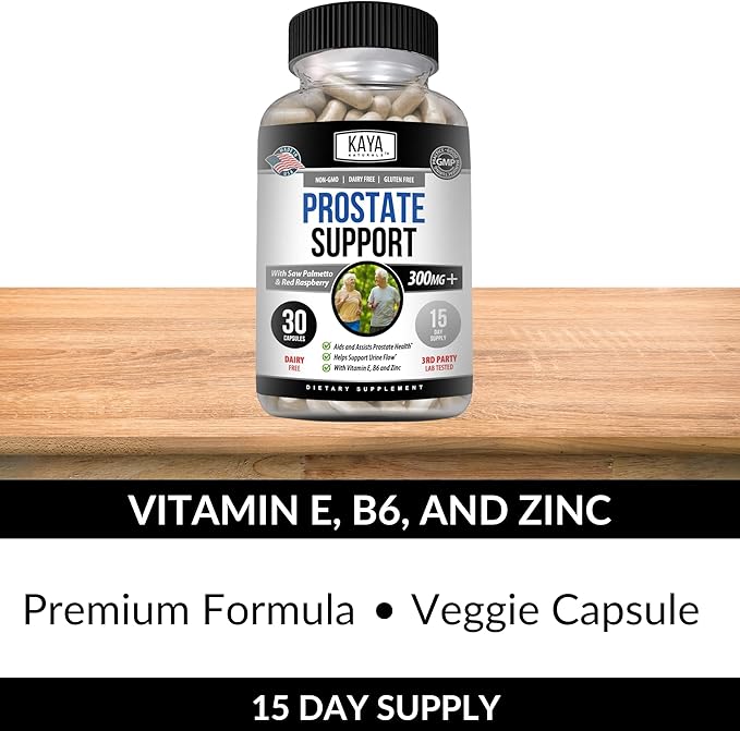 Kaya Naturals Prostate Support | Saw Palmetto, Potent DHT Blocker for Hair Growth, Promote Sleep, Reduce Frequent Urination, Bladder Emptying & Stamina Supplement – 30 Count