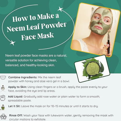 Neem Powder for Hair Growth, Skin Care & Detox Wildcrafted Bitter Neem Leaves Powder for Immune System Support, Digestive Health 5.3 oz