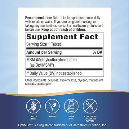Nature's Way MSM 1000 mg - Joint Health Supplement* - With Methylsulfonylmethane - Gluten-Free & Vegan - 200 Tablets