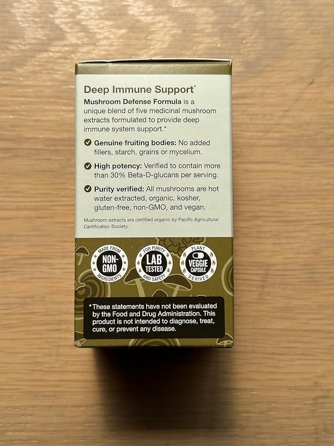 Mushroom Defense Formula - Immune Support Supplement | Organic Mushrooms, Hot Water Extracted - Reishi, Chaga, Maitake, Shiitake & Turkey Tail (270 Capsules)
