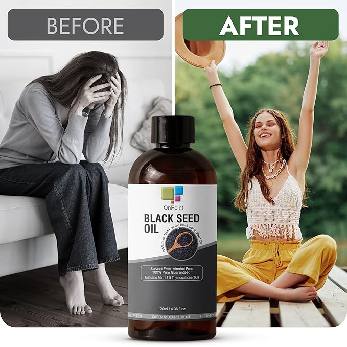 Black Seed Oil Organic Cold-Pressed Rich in Thymoquinone and Omega 3-6-9 Useful for Anyone Looking to Support a Radiant Skin and Lustrous Hair 4.06 oz