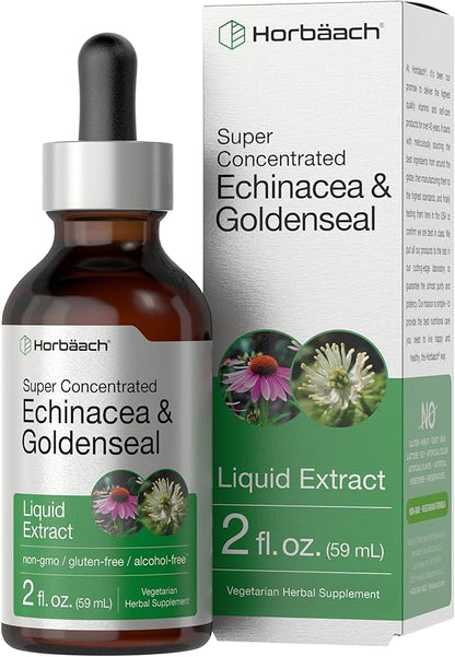 Horbäach Echinacea Goldenseal Liquid Extract | 2 fl oz | Alcohol Free Tincture Drops | Vegetarian, Non-GMO, Gluten Free